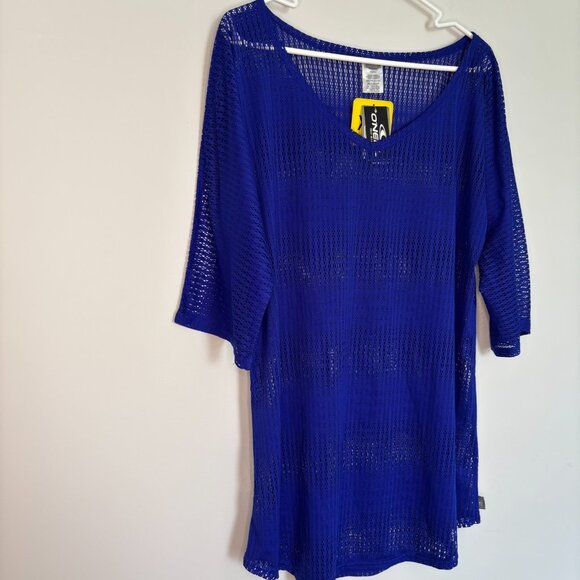 ONEILL NEW Swim Cover Up Womens XS/S Blue Mesh 3/4 Sleeve - Picture 1 of 8